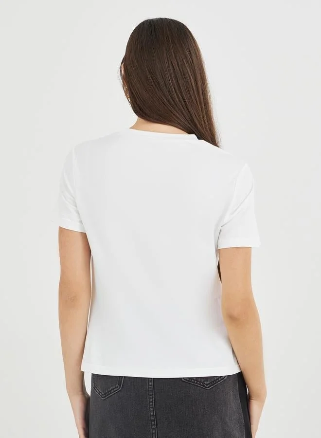 Take Two Take Two Slogan Print Round Neck Short Sleeve T-Shirt